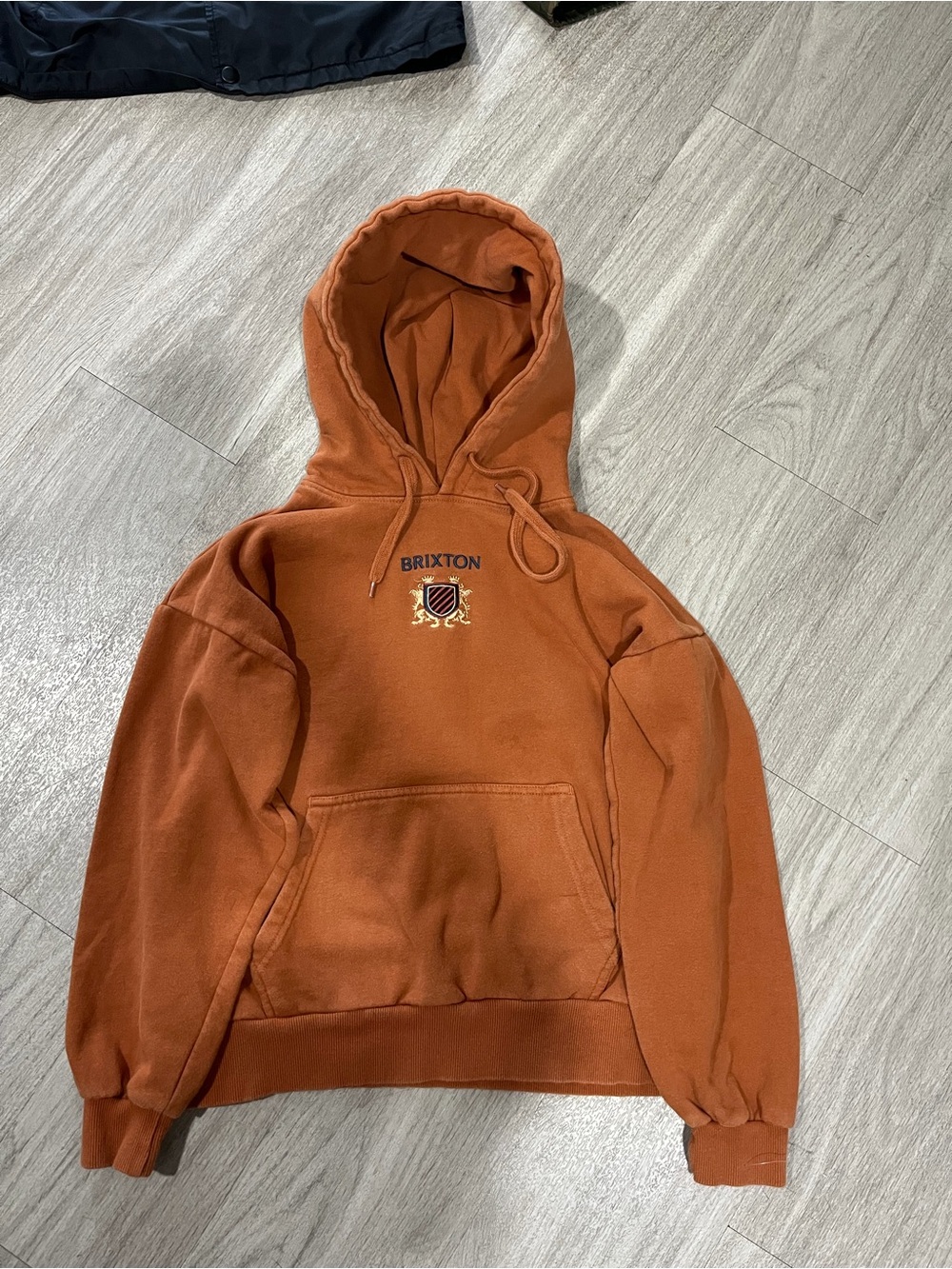 Brixton Rust Orange Hooded Pullover with Embroidered Crest